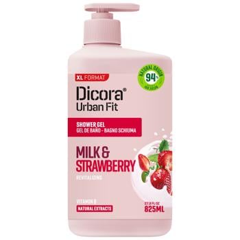 Dicora Urban Fit Nourishing Strawberry and Milk Shower Gel with Vitamin B 825ml