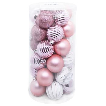 Plastic Pink Christmas Balls 5cm 30pcs - buy, prices for COSMOS - photo 1