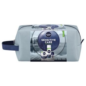 Nivea Men Sensitive Care Aftershave Balm 100ml + Shaving Gel 200ml + Antiperspirant 50ml + Cosmetic Bag Skincare Gift Set