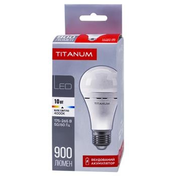 Лампа Titanum LED аккумуляторная A68 10W E27 4000K 220V - купить, цены на Auchan - фото 1