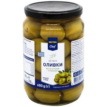 Metro Chef Green Pitted Olives 680g - buy, prices for METRO - photo 1