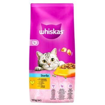 Корм Whiskas с курицей для стерилизованных кошек 14кг - купить, цены на Auchan - фото 1