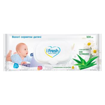 Серветки вологі IFresh Алое та ромашка клапан 100шт - купити, ціни на Восторг - фото 1