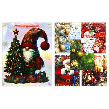 Пакет паперовий для подарунку різдвяний делюкс 32см*26см