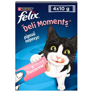 Корм додатковий Felix Deli Moments з лососем для дорослих та літніх котів 40г - купити, ціни на MasterZoo - фото 1