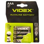 Батарейка Videx лужна LR03/AAA 4шт