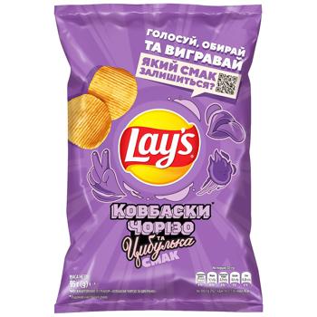 Чипси Lay's зі смаком Ковбаски чорізо та цибулька 95г - купити, ціни на Торба - фото 1