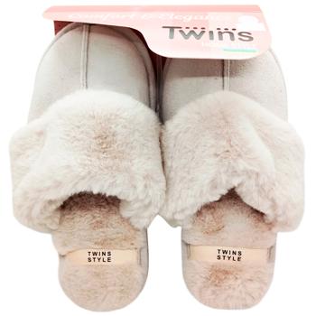 Тапочки женские Twins 10962 HS-LUХ вельвет серые р.36/37 - купить, цены на Cупермаркет "Харьков" - фото 1