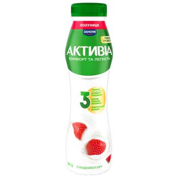 Біфідойогурт Активіа Полуниця 1,5% 260г - купити, ціни на Епіцентр FOOD - фото 1