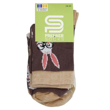 Premier Socks Rabbits Set of Kid's Socks s.18-20 Brown 2 Pairs