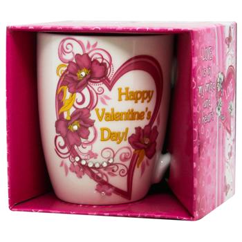 Valentine's Day Porcelain Cup with Rhinestones 350ml