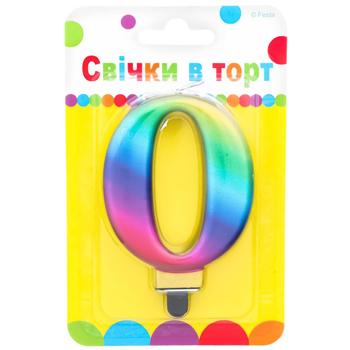 Свічка Festa цифра 0 кольорова 9см - купити, ціни на КОСМОС - фото 1