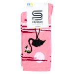 Premier Socks Premium Exclusive Blask&White on Pink Classic Women's Socks s.23-25