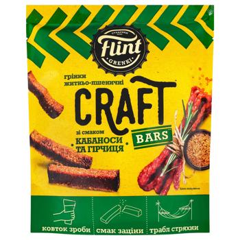 Flint Craft Rye-Wheat Croutons with Cabanoses and Mustard Flavor 80g - buy, prices for COSMOS - photo 1