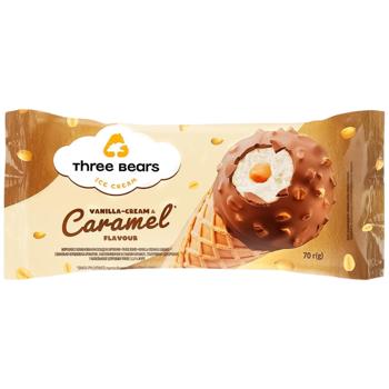 Морозиво Три Ведмеді ваніль ріжок 70г - купити, ціни на КОСМОС - фото 1