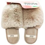 Twins HS-LUX Women's Fur Slippers s.36-37 Grey