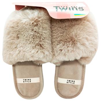 Twins HS-LUX Women's Fur Slippers s.36-37 Grey