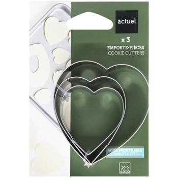 Actuel Hearts Cookie Cutters Set 3pcs