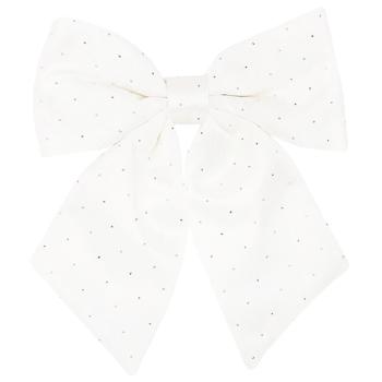 BonaDi Decorative Bow with Rhinestones 22cm White Satin - buy, prices for - photo 1