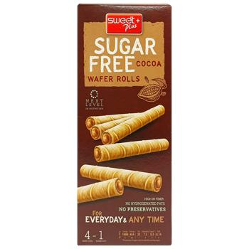 Трубочки вафельные Sweet Plus с какао кремом без сахара 120г - купить, цены на Таврия В - фото 1