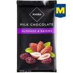 Шоколад молочный Rioba с миндалем и изюмом 300г
