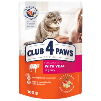 Club 4 Paws Premium Wet Food with Veal for Adult Cats 100g