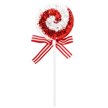 Red and White Curl Lollipop Decoration on Stick 10cm - buy, prices for MegaMarket - photo 1