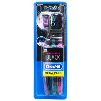 Oral-B Comprehensive Cleaning Black Medium Toothbrush 3pcs