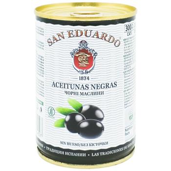 Оливки San Eduardo чорні без кісточки 280г - купити, ціни на КОСМОС - фото 1