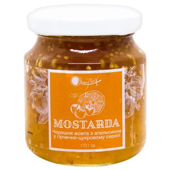 Cherry Twig With Orange In Mustard-Sugar Syrup Pasteurized Yellow Сherries Mostarda 170g - buy, prices for METRO - photo 1