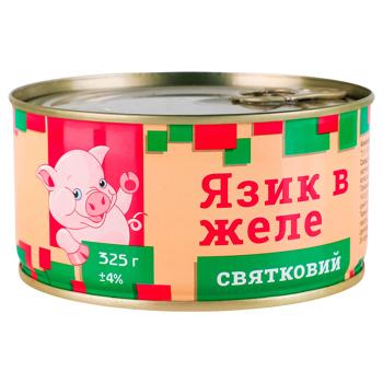 Язик П'ятачок святковий в желе 325г - купити, ціни на Біотус - фото 1