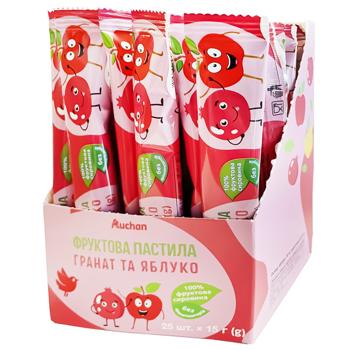 Фруктова пастила Ашан гранат та яблуко коробка 15гх25шт