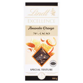 Lindt Excellence Dark Chocolate with Orange and Almonds 70% 100g - buy, prices for NOVUS - photo 1