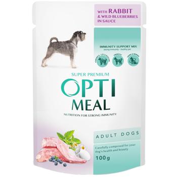 Optimeal Wet Food with Rabbit and Blueberries for Dogs of All Breeds 100g