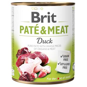 Brit Care Pate&Meat вологий корм для собак 800 г - качка - купить, цены на MasterZoo - фото 1