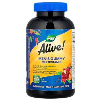 Мультивітаміни і мінерали для чоловіків Nature's Way Alive! зі смаком фруктів 150 жувальних цукерок