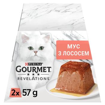 Корм влажный Gourmet Revelations Мусс с лососем и подливкой для взрослых кошек 57г х 2шт - купить, цены на КОСМОС - фото 2