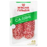 Ковбаса М'ясна Гільдія Салямі нарізана сирокопчена вищий сорт 75г