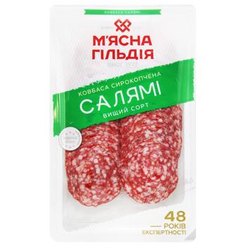 Ковбаса М'ясна Гільдія Салямі нарізана сирокопчена вищий сорт 75г - купити, ціни на Епіцентр FOOD - фото 1