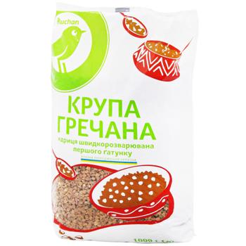 Крупа гречневая Auchan ядрица быстроразваривающаяся 1кг
