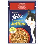 Корм влажный Felix Sensations Jellies с говядиной и томатами для взрослых кошек 85г