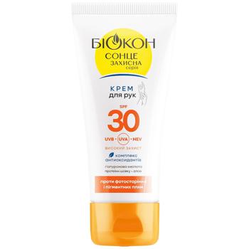 Сонцезахисний крем для рук Біокон SPF 30 проти фотостаріння та пігментних плям 60мл
