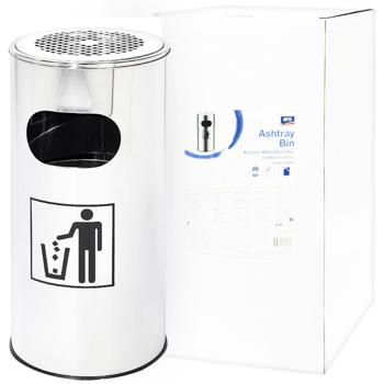 Aro Silver Trashcan with Ashtray 30l