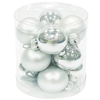 Actuel Set of Silver Christmas Balls 3.5cm 12pcs