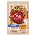 Корм влажный Purina One Adult с курицей, морковью и зеленой фасолью для собак малых пород 85г