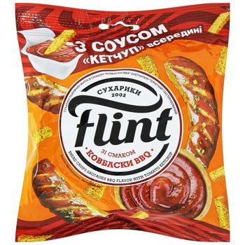 Сухарики Flint со вкусом Колбаски BBQ 65г + соус Кетчуп 15г
