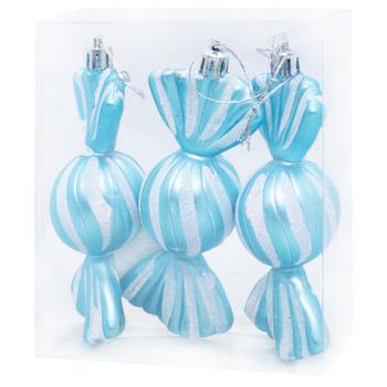 Candies Christmas Tree Decorations Set 10cm 3pcs Blue - buy, prices for COSMOS - photo 2