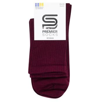 Шкарпетки Premier Socks Преміум жіночі з високою резинкою р.23-25 бордовий - купити, ціни на NOVUS - фото 1