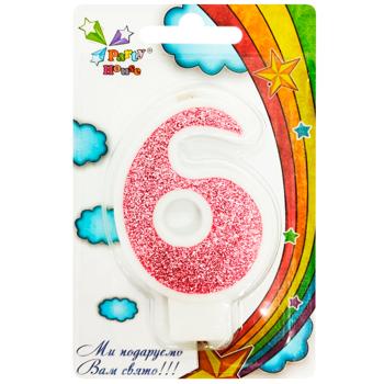 Свеча Party House цифра 6 розовая - купить, цены на Cупермаркет "Харьков" - фото 1