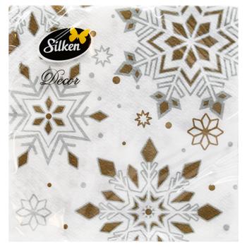 Салфетки столовые Silken Ледяная снежинка 2-слойная 33*33см 12шт - купить, цены на ULTRAMARKET - фото 3